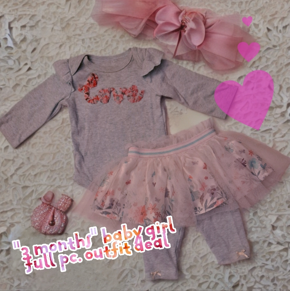 "3 months" baby girl 2 pc. tutu outfit 👶 ⚘️